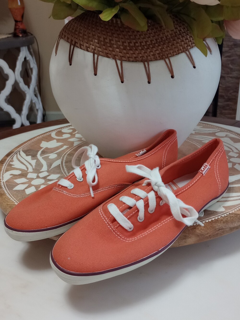 Keds Orange Canvas Sneakers Size 8